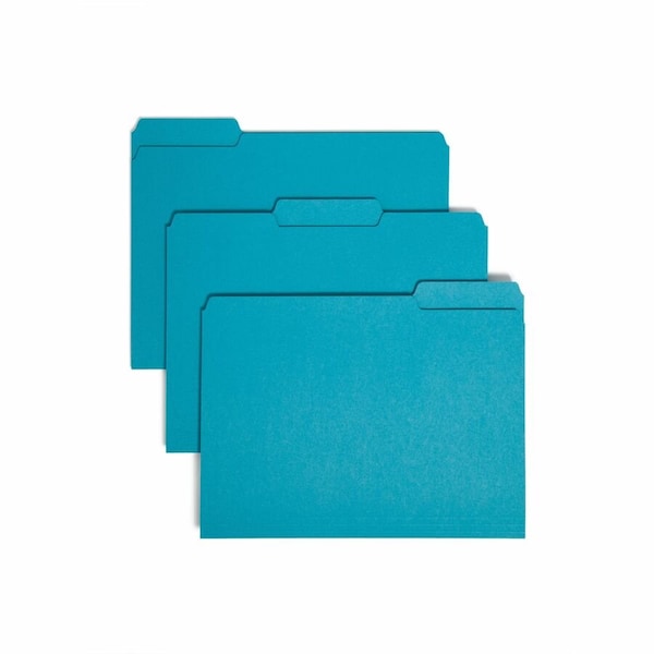 Smead INTERIOR FILE FOLDERS, 1/3-CUT TABS, LETTER SIZE, TEAL, 100PK 10291 - main