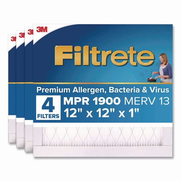 Filtrete Premium Allergen, Bacteria and Virus Air Filter, MERV 13, MPR 1900, 12 x 12, 4PK UA10DC-4CA - main