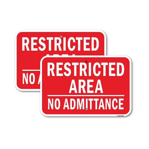 Signmission Restricted Area No Admittance Authorized Personnel, 18'' X 24'' 2 Signs, Heavy Gauge Aluminum, 2PK A-1824-2PACK-24757 - main