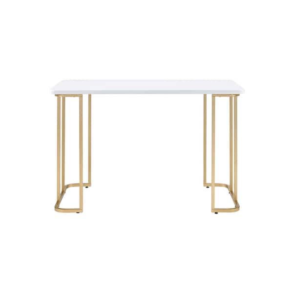 Homeroots 48" White and Gold Writing Desk 491483 - main