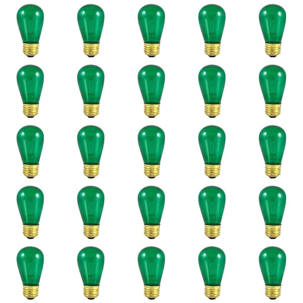 Bulbrite 11-Watt S14 Transparent Green Dimmable Incandescent Light Bulb, 25PK 861209 - main