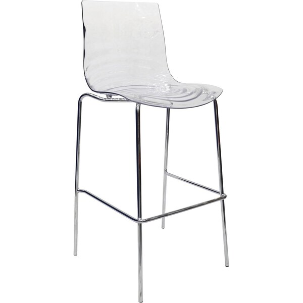 Leisuremod Astor Ripple Swirl Polycarbonate Seat Barstool with Chrome Base & Footrest ACC-30CL - main