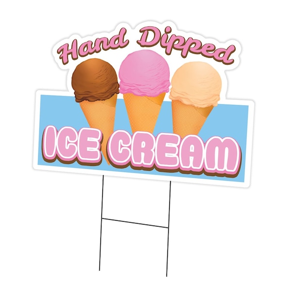 Signmission Hand Dipped Ice Cream Die Cut Yard & Stake plastic window, 1824-Hand Dipped Ice Cream C-DC-1824-DS-Hand Dipped Ice Cream19 - main