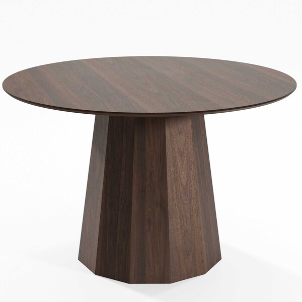 Homeroots 46" Brown Wood Pedestal Base Round Top Dining Table 720961 - main