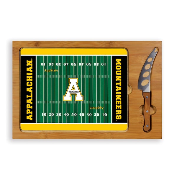 Picnic Time Family Of Brands NCAA App State Mountaineers Icon Glass Top Cutting Board & Knife Set 910-00-505-794-0 - main