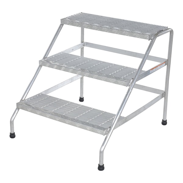 Vestil Aluminum Step Stand, 3 Step, Wide, Welded, 3 Steps, 30 Overall Height, Aluminum, Silver SSA-3W - main