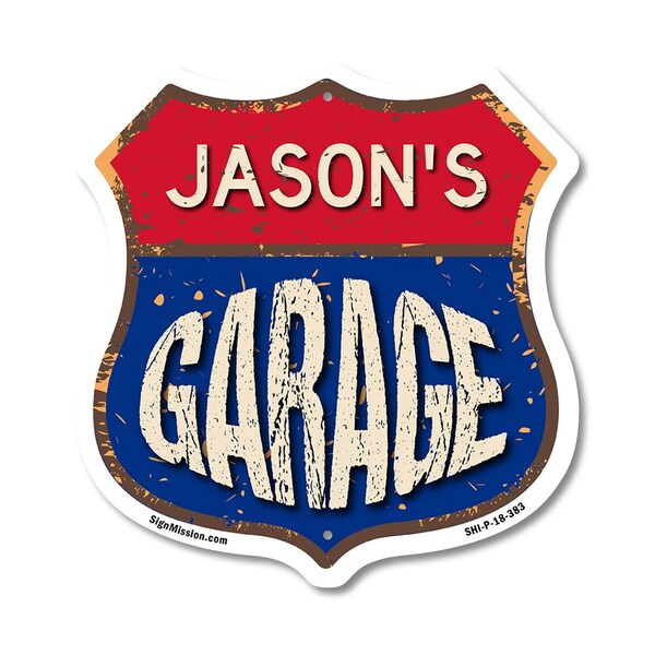 Signmission Jason's Garage, 18 Inch X 18 Inch, Plastic Sign SHI-P-18-383-JASON - main