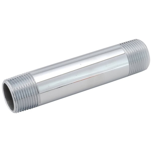 Anderson Metals Pipe Nipple, 3/8 in, MPT, Brass, Chrome, 6 in L 38310-0660 - main