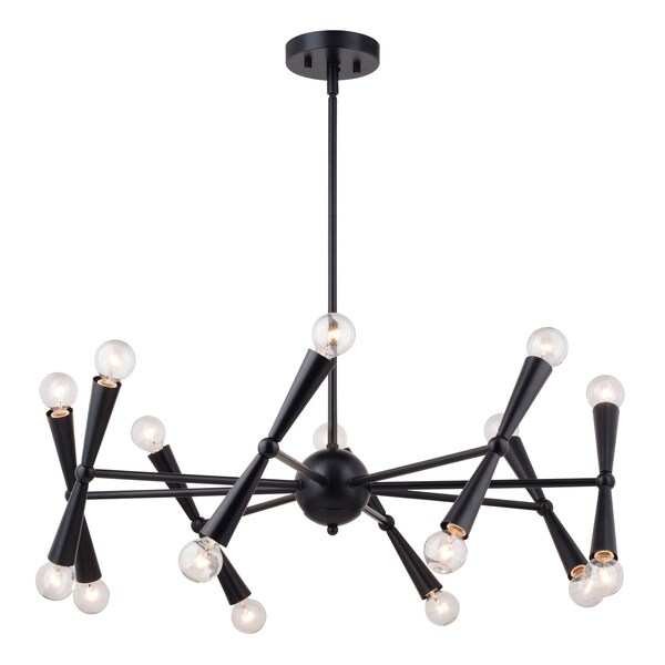 Vaxcel Drake 16-Light 29 in W Matte Black Mid-Century Modern Chandelier, Ceiling Pendant Fixture H0292R - main
