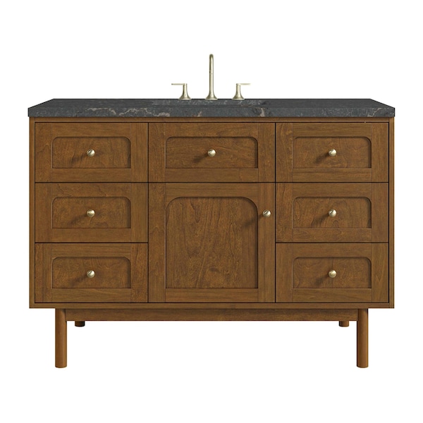 James Martin Vanities Laurent 48" Single Vanity, Honey Oak w/ 3 CM Parisien Bleu Silestone Top 545-V48-HNO-3PBL - main