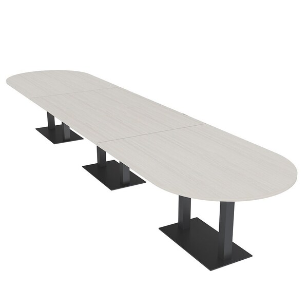 Skutchi Designs Racetrack Conference Table With Power Unit, 48 in W, 192 in L, Ivory HAR-RAC-48X192-DOU.BK-K458-NA - main