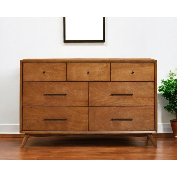 Homeroots 56" Brown Solid Wood Seven Drawer Double Dresser 524140 - main