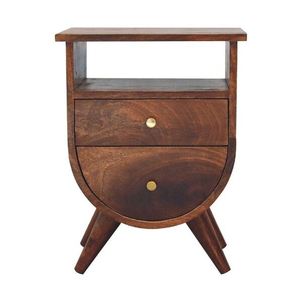Homeroots 21" Brown Solid Wood Two Drawer Nightstand 701735 - main