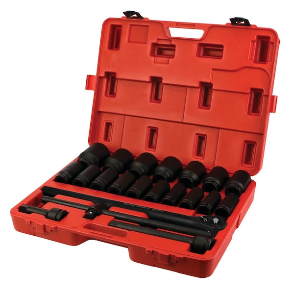 Performance Tool 21 pc. 3/4 in. Dr. Impact Socket Set, Deep Sockets, CrMo Steel, Case W34902 - main