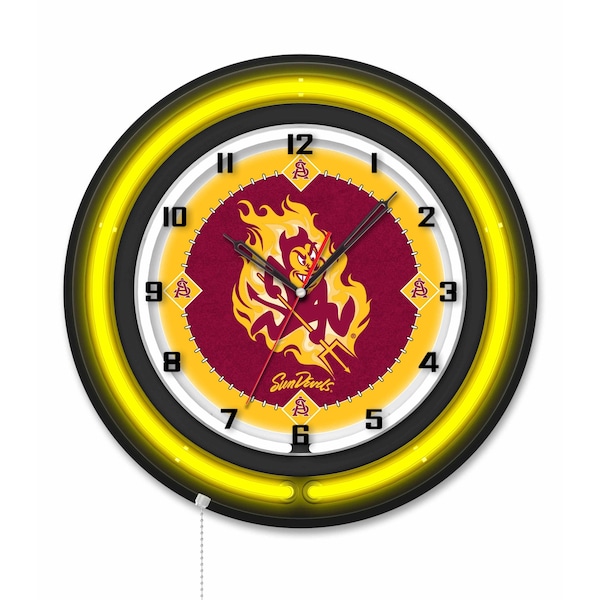 Holland Bar Stool Arizona State University Sparky 19 Double Neon Wall Clock Clk19BK - main