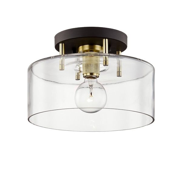 Troy Lighting Bergamot Station 1 Light Semi Flush 12.25 In. Bronze/Brushed Brass C7541-BRZ/BBA - main