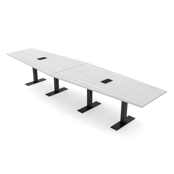 Skutchi Designs 14 Person Conference Table With Power Unit | 14' Hexagon Table | Harmony Series HAR-HEX.IR-48X168-T.BK-WA7976-EBLK - main