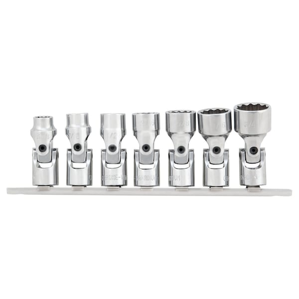 Performance Tool 7 pc. 3/8 in. Dr. SAE Flex Socket Set, 12 Pt, Rounding Reduction, Rail W38980 - main