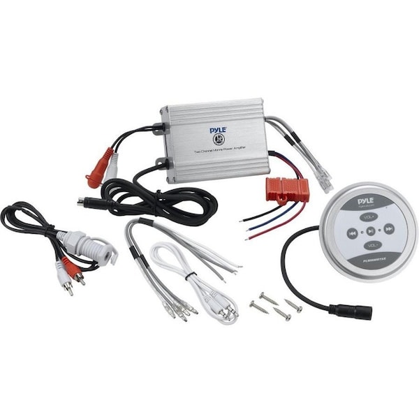 Pyle Waterproof Bluetooth Marine Amplifier Receiver - 600W Power, RCA, AUX Input, Silver PLMRMBT5S - main