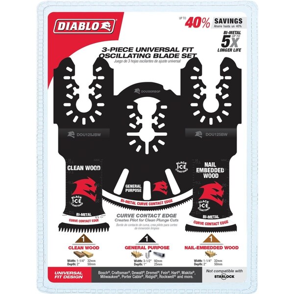 Diablo Universal Fit Bi-Metal Oscillating Blade Set, 3-Piece DOU3BS - main
