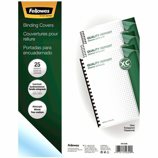 Fellowes BINDING COVERS CRYSTALS CLEAR OVERSIZE 2 52309 - main