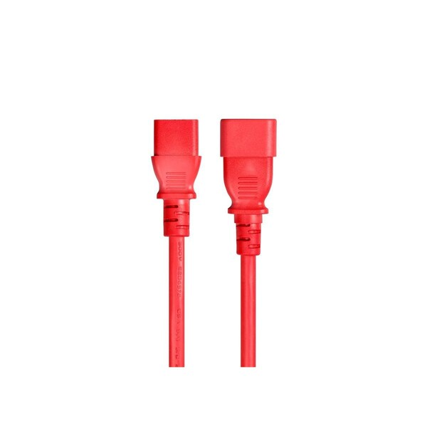 Monoprice SVT; SJT Extension Cord, 18 AWG, Indoor, 18/3, 1 Outlets, IEC 60320 C13, Red, IEC 60320 C14, 3 ft 33612 - main