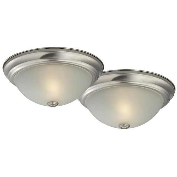 Boston Harbor Flush Mount Ceiling Fixture, 120 V, 60 W, A19 or CFL Lamp, Brushed Nickel Fixture F51WH02-1006-BN - main