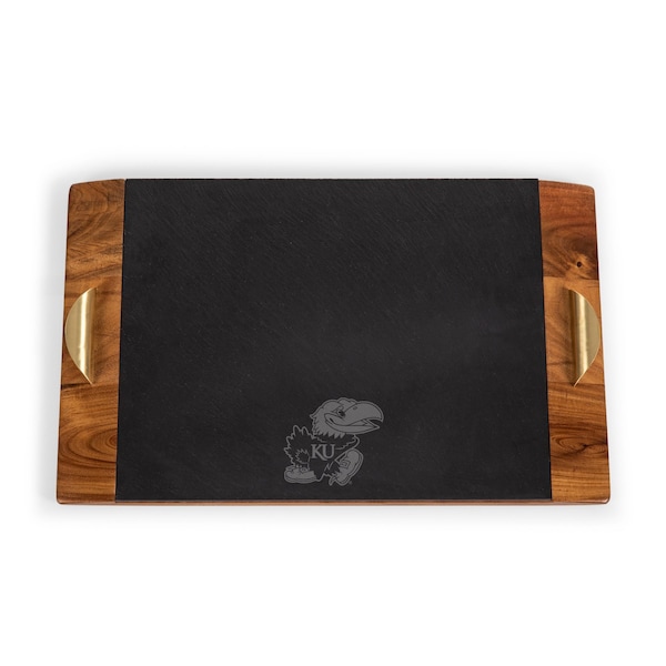 Picnic Time Family Of Brands NCAA Kansas Jayhawks Covina Acacia and Slate Serving Tray 957-07-512-243-0 - main
