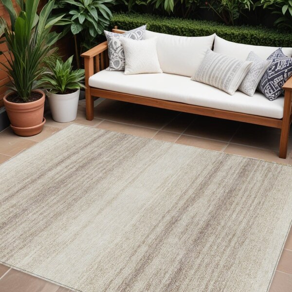 Homeroots 8' X 10' Ivory And Beige Abstract Washable Indoor Outdoor Area Rug 599973 - main