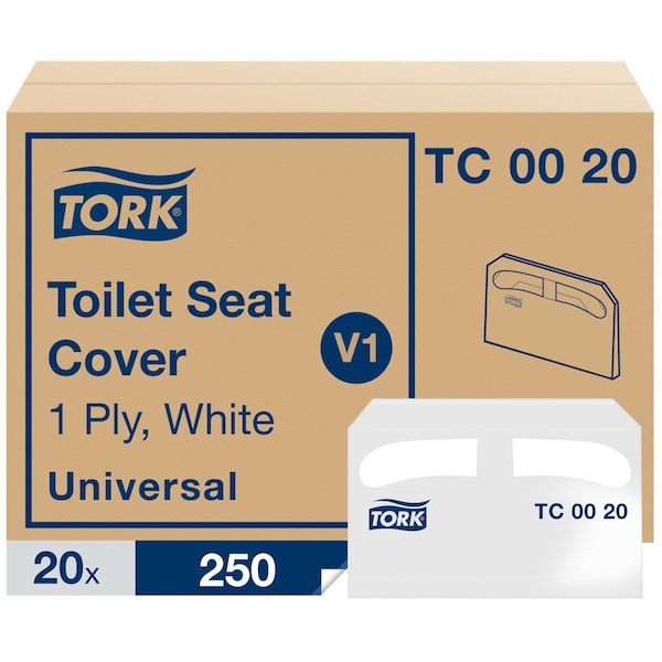 Tork Toilet Seat Cover, 1/2 Fold, White, 250 Sheets TC0020 - main