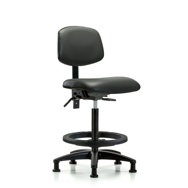 Blue Ridge Ergonomics Vinyl Chair, High Bench, Foot Ring, Glides, Carbon BR-VHBCH-RG-T0-A0-BF-RG-8823 - main