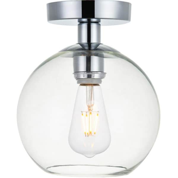 Living District Baxter 1 Light Flush Mount Ceiling Light with Clear Glass, Chrome LD2204C - main