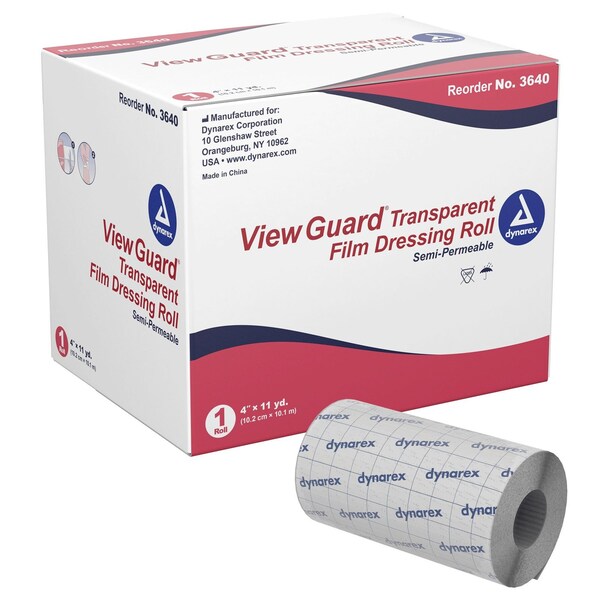 Dynarex View Guard Transparent Film Dressing Roll, 4"x11 Yards, 12PK 3640 - main