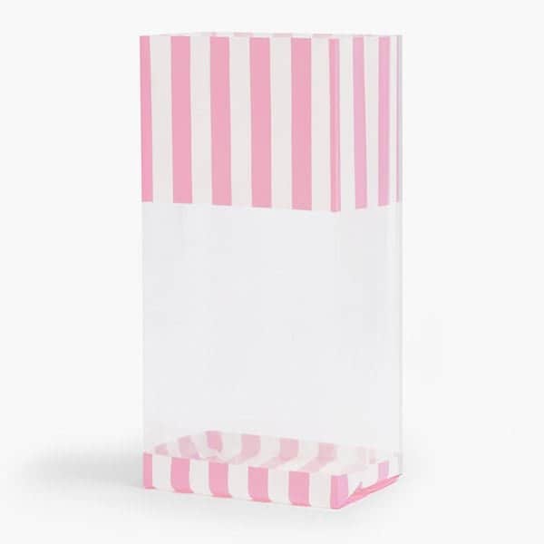 Nashville Wraps Pink Cabana Stripe Cello Bags, 5x3x11.75, 100PK C4BPKCS - main