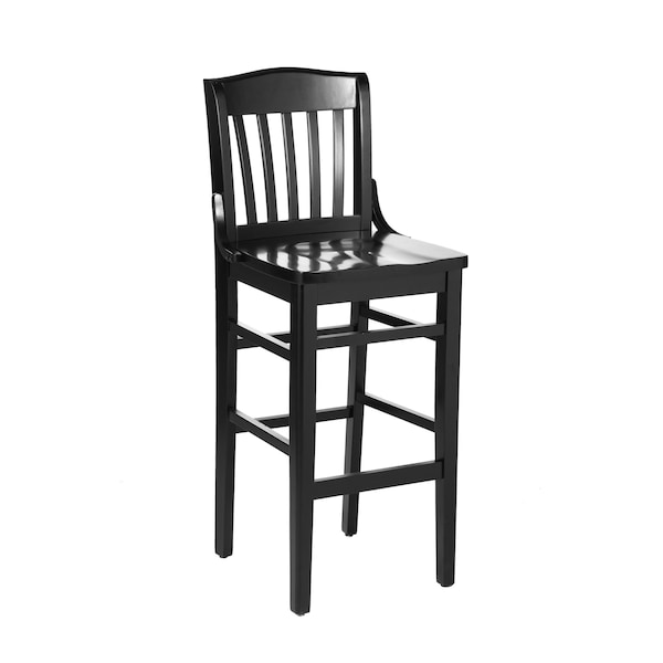Flash Furniture HERCULES School House Back Black Wood Restaurant Barstool XU-DG-W0006B-BLK-GG - main