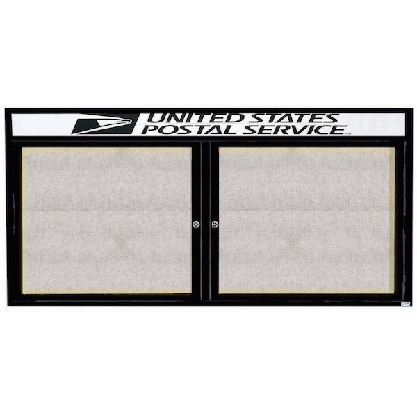 Aarco Illuminated Outdoor Enclosed Bulletin Board w/ Al Frame Header, Powder Coated Black, 36''Hx72''W ODCC3672RHIBK - main