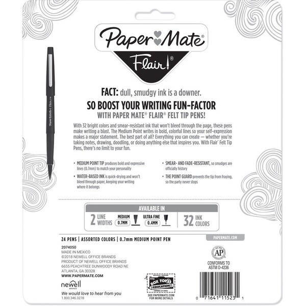 Paper Mate Pen, Assorted Ink, Capped, PK24 PAP1978998 - main