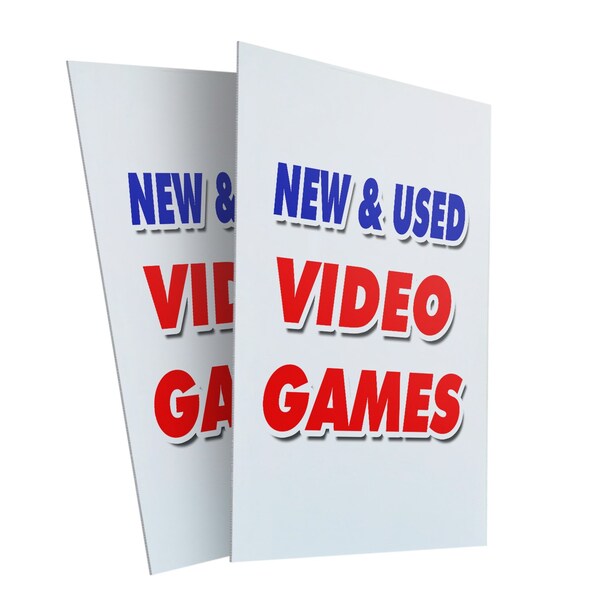 Signmission New & Used Video Games, Plastic Signs Only 24 Inch x 36 Inch, Corrugated Plastic, 2PK CSB-2436-2PACK-New & Used Video Games - main