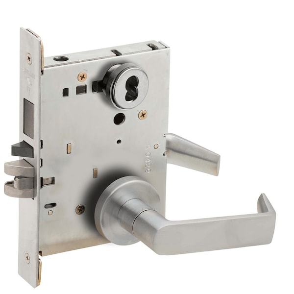 Schlage Faculty Restroom Mortise Lock, 06A Design, FSIC Prep, Less Core, Satin Chrome L9485J 06A 626 - main