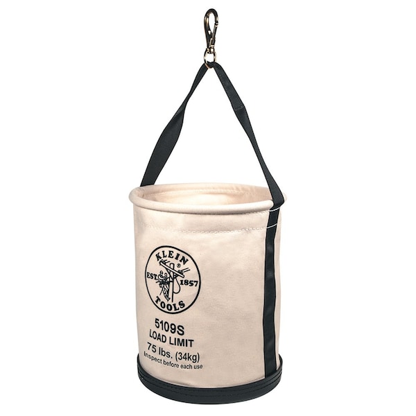 Klein Tools Canvas Bucket, Straight Wall with Swivel Snap, 12-Inch 5109S - main