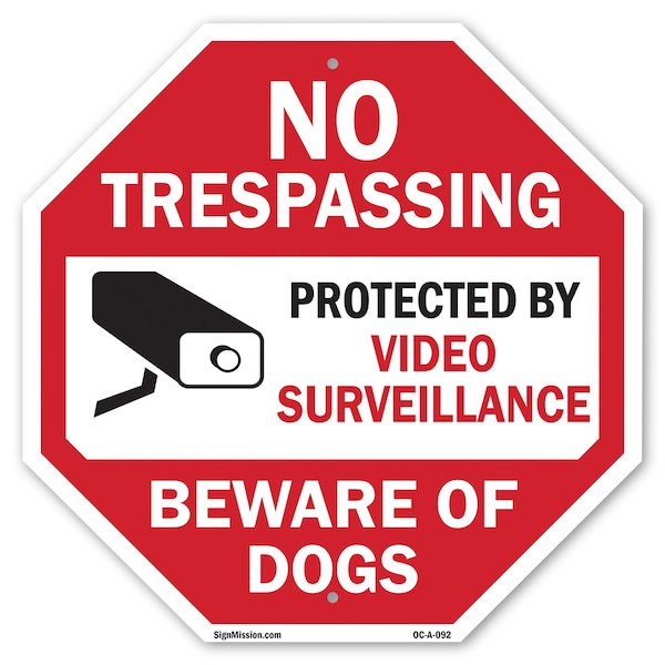 Signmission No Trespassing Protected by Video S, 10 Inch X 10 Inch, Aluminum Metal Signs OC-A-10-92 - main