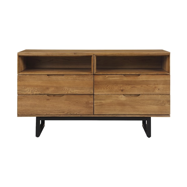 Homeroots 59" Brown Solid Wood Four Drawer Double Dresser 518613 - main