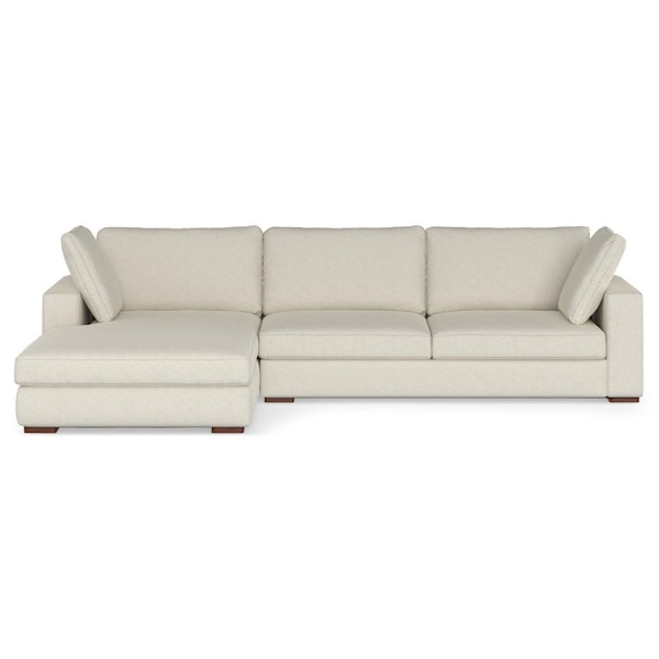 Homeroots 122" Cream Fabric Sofa With Brown Legs 641048 - main