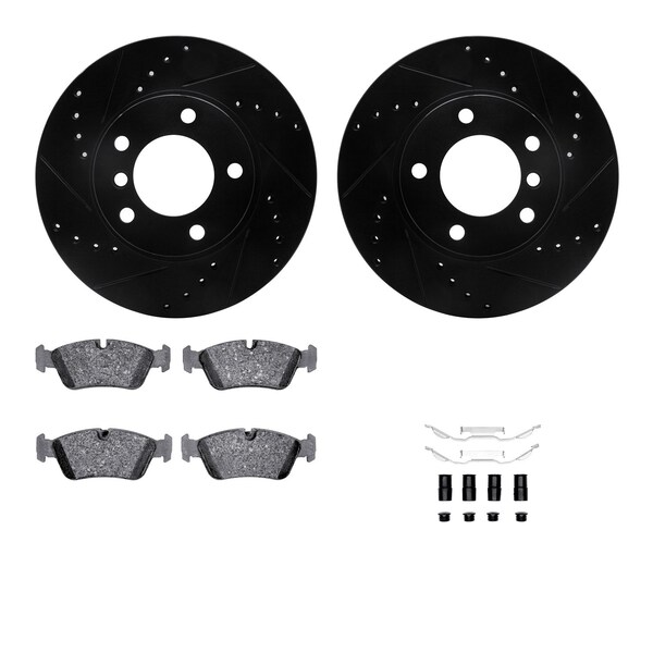 Dynamic Friction Co DFC Rotors-Drilled & Slotted-Black w/ EURO 5000 Ceramic Brake Pads Incl Hdw 8612-31026 - main