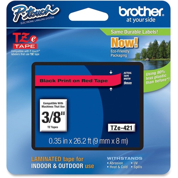 Brother Label/Ribbon Cartridge, Red, Gloss, 3/8 in W TZE421G - main