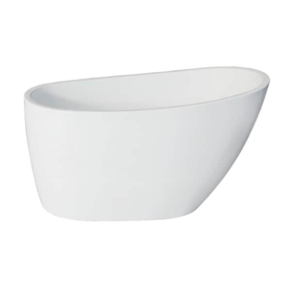 Kingston Brass 48" Acrylic Oval Single Slipper Freestanding Tub with Drain, Glossy White VTRS482627 - main