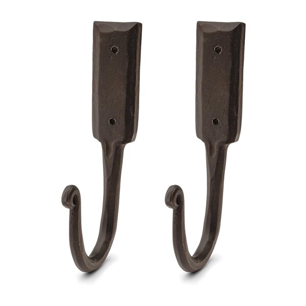 Kings County Coat Hooks Heavy Duty 2-Pack Large 6.5 in Hand Forged Rustic Iron Handmade Wall Hooks GW89A05-05-2 - main