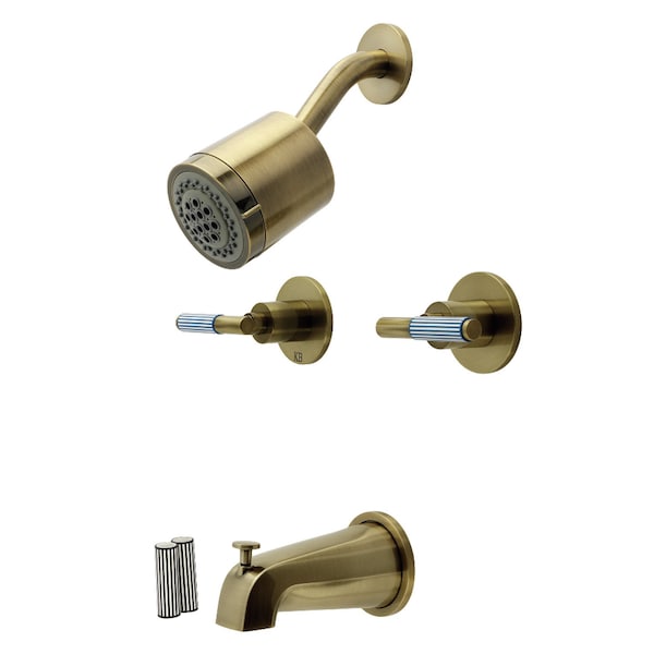 Kingston Brass Double-Handle Tub and Shower Faucet, Antique Brass KBX8143KPS - main