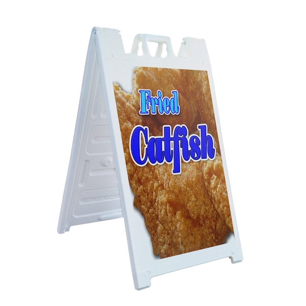 Signmission Fried Catfish, A-Frame & 2 Decals Installed, Heavy-Duty Plastic Frame SBHD-D-2436-Fried Catfish - main