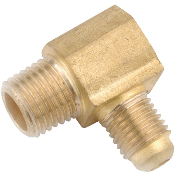 Anderson Metals 3/8''x1/2'' Male 90 Deg. Flare Brass Elbow, 1/4 Bend 754049-0608 - main